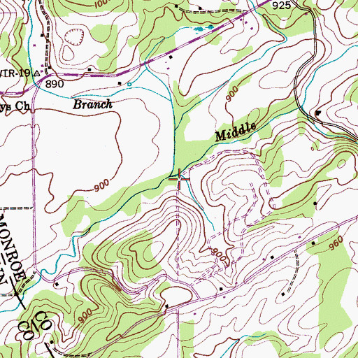 Topographic Map of Kinser Branch, TN