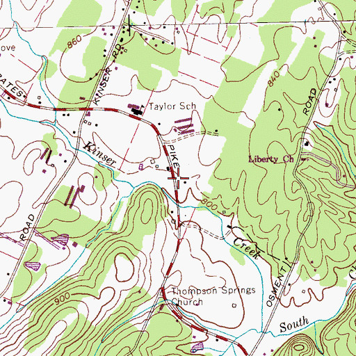 Topographic Map of Kinser Church, TN