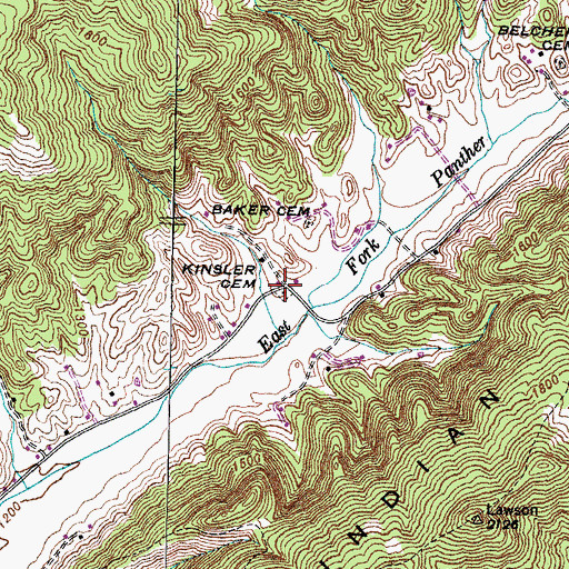 Topographic Map of Kinsler Cemetery, TN