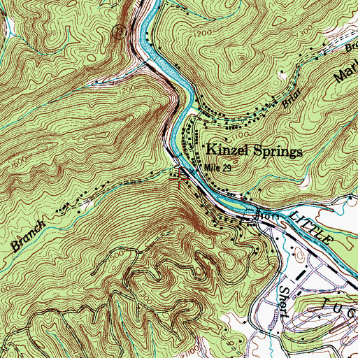Topographic Map of Kinzel Branch, TN