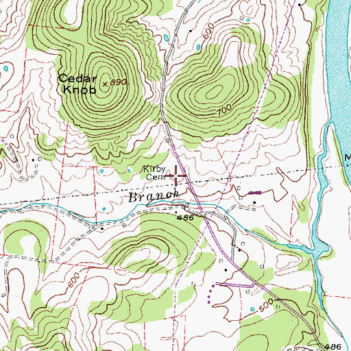 Topographic Map of Kirby Cemetery, TN