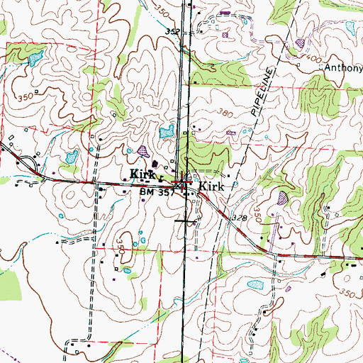 Topographic Map of Kirk, TN