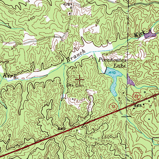 Topographic Map of Kirk Cemetery, TN