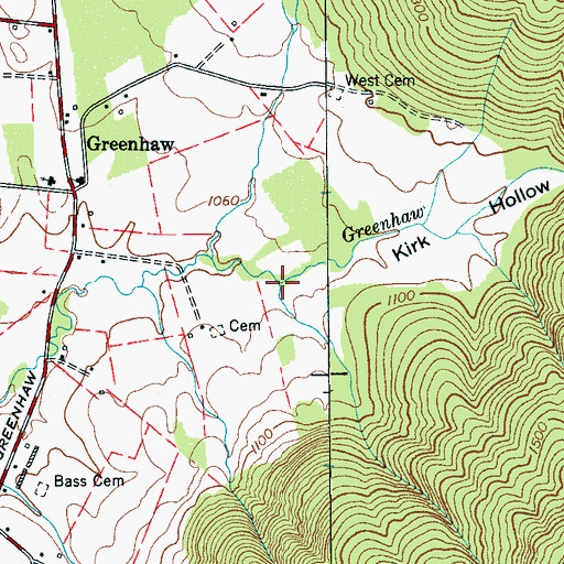 Topographic Map of Kirk Hollow, TN