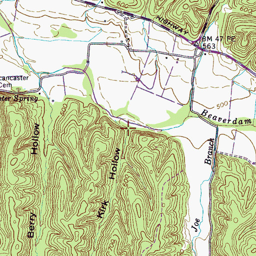 Topographic Map of Kirk Hollow, TN