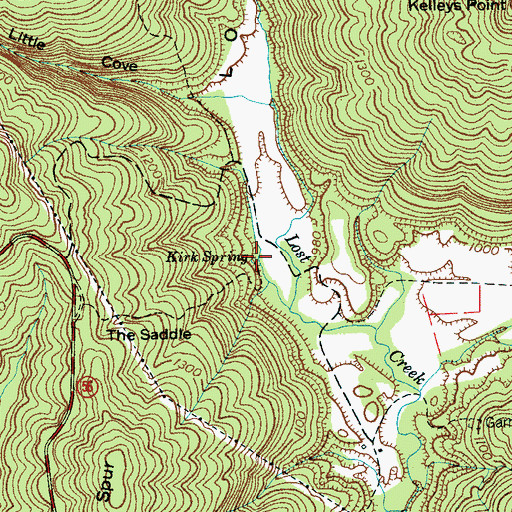 Topographic Map of Kirk Spring, TN