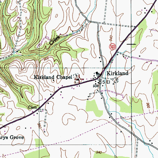 Topographic Map of Kirkland Chapel, TN