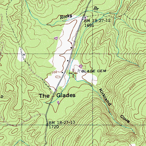 Topographic Map of Kirkland Cove, TN