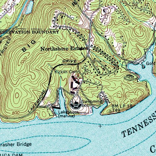 Topographic Map of Kirklin Cemetery, TN