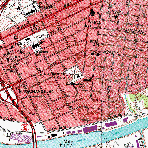 Topographic Map of Kirkpatrick Park, TN
