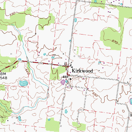 Topographic Map of Kirkwood, TN