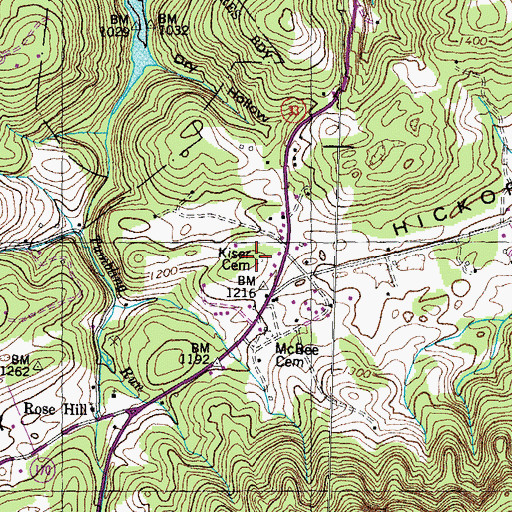 Topographic Map of Kiser Cemetery, TN