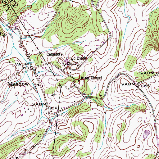 Topographic Map of Kiser Chapel, TN
