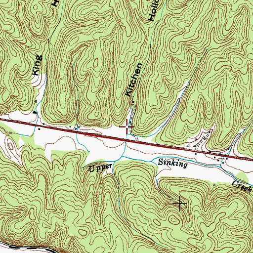 Topographic Map of Kitchen Hollow, TN