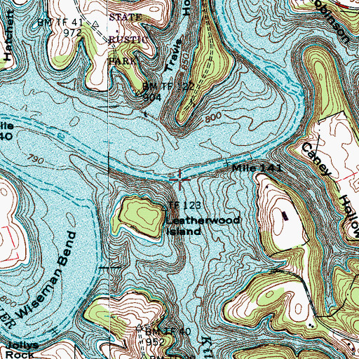 Topographic Map of Kitchens Creek, TN