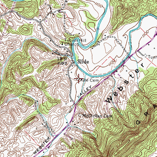 Topographic Map of Kite Cemetery, TN