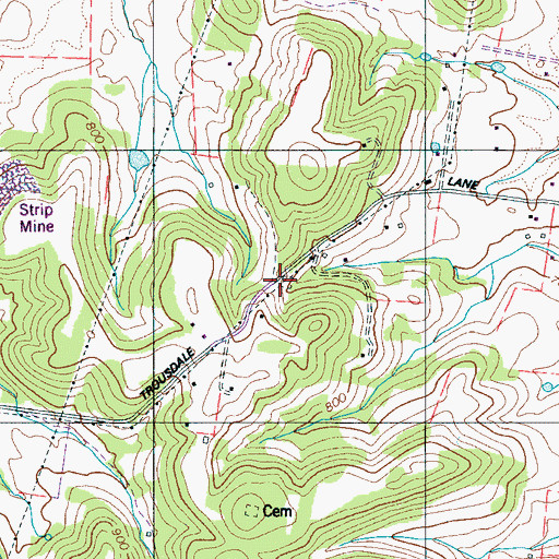 Topographic Map of Kittrell Cemetery, TN