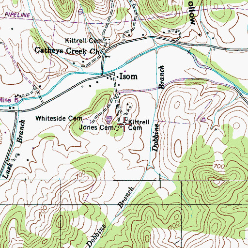 Topographic Map of Kittrell Cemetery, TN