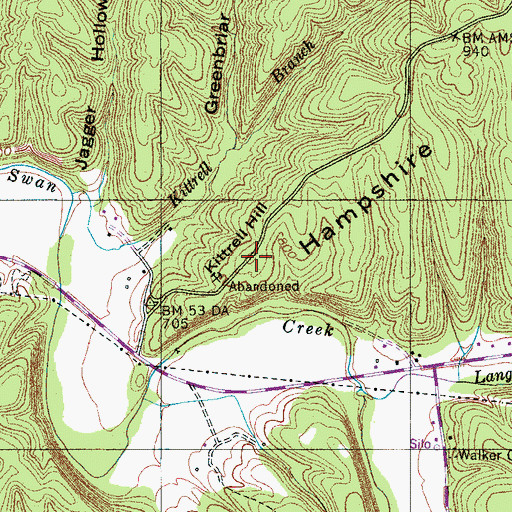 Topographic Map of Kittrell Hill, TN