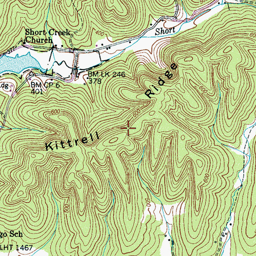 Topographic Map of Kittrell Ridge, TN