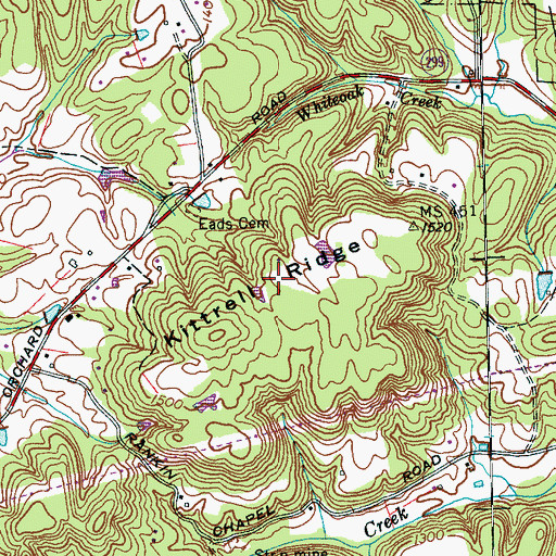 Topographic Map of Kittrell Ridge, TN