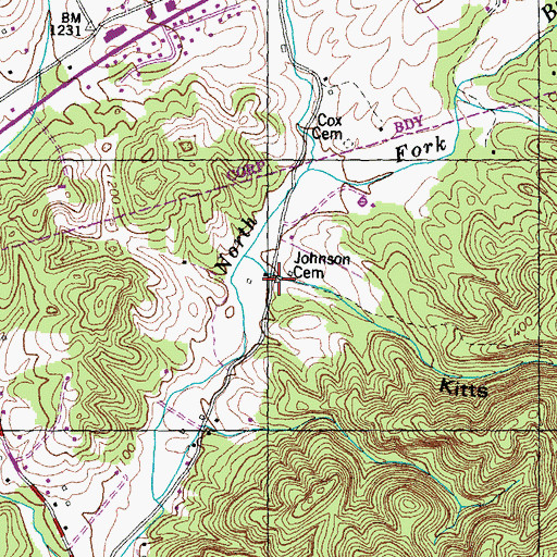 Topographic Map of Kitts Hollow, TN