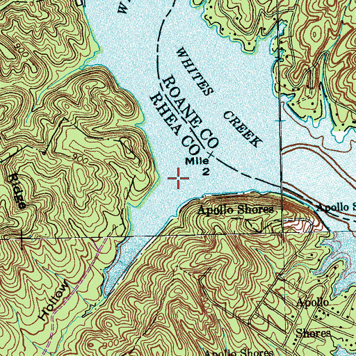 Topographic Map of Kitty Hollow, TN