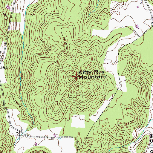 Topographic Map of Kitty Ray Mountain, TN