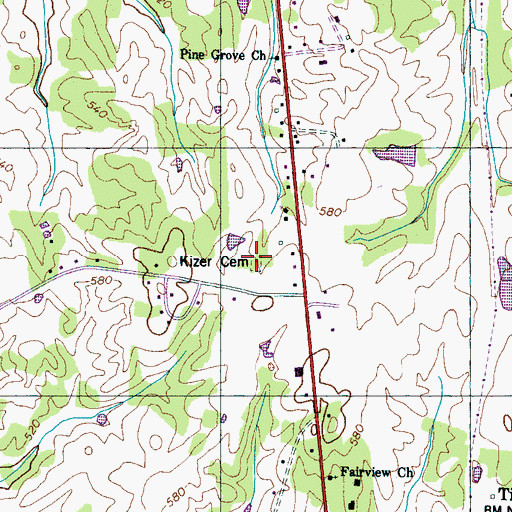 Topographic Map of Kizer Cemetery, TN