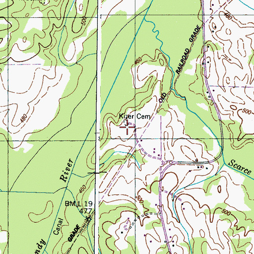 Topographic Map of Kizer Cemetery, TN