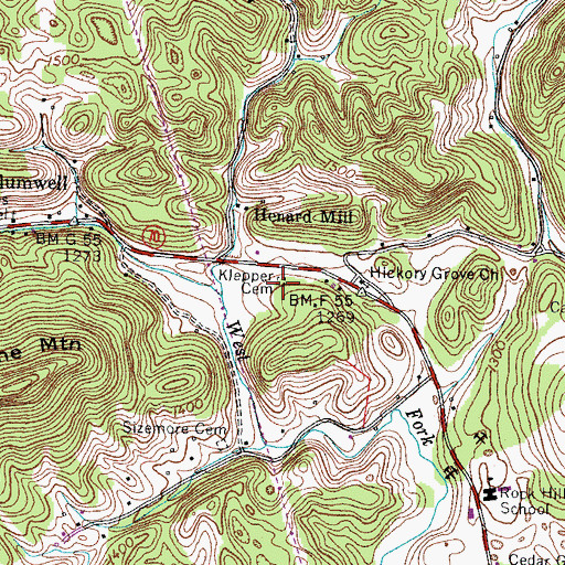 Topographic Map of Klepper Cemetery, TN