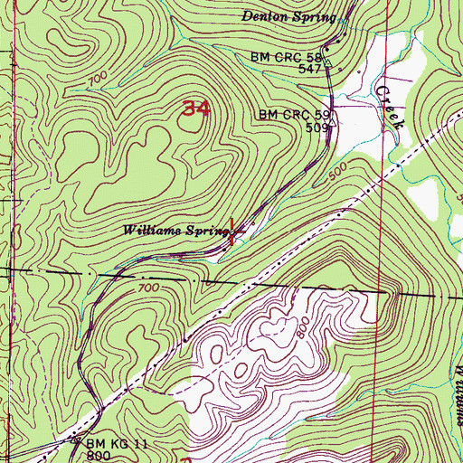 Topographic Map of Williams Spring, AL