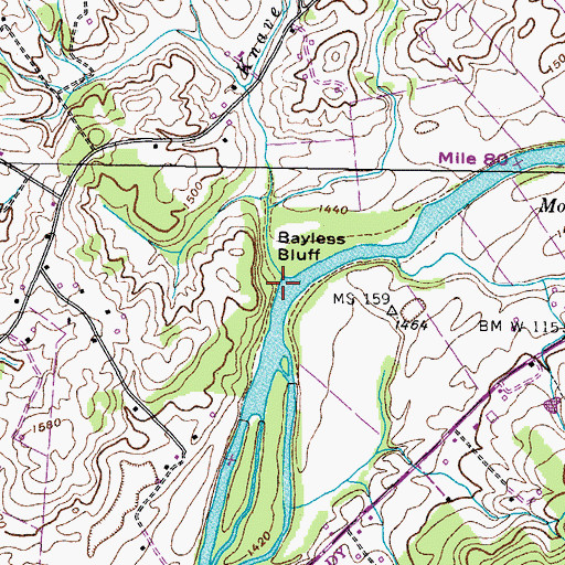 Topographic Map of Knave Branch, TN