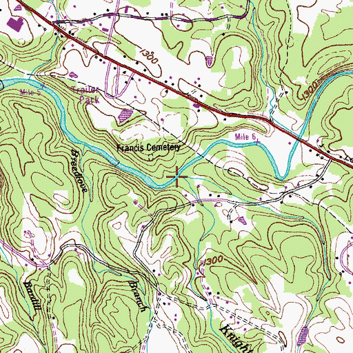 Topographic Map of Knight Branch, TN