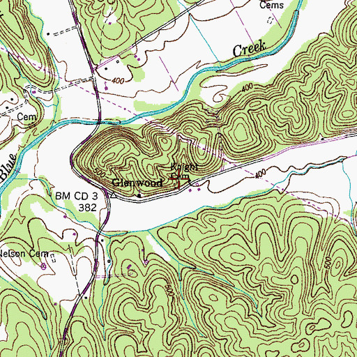Topographic Map of Knight Cemetery, TN