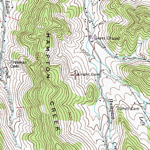 Topographic Map of Knight Cemetery, TN