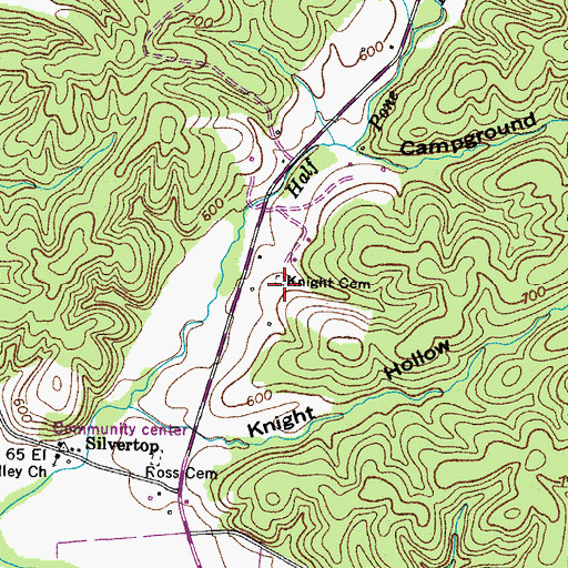 Topographic Map of Knight Cemetery, TN