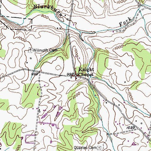 Topographic Map of Knight Chapel, TN