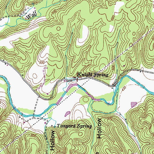 Topographic Map of Knight Spring, TN