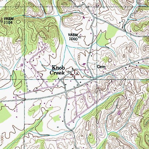 Topographic Map of Knob Creek, TN