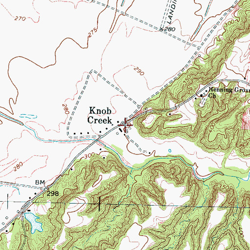 Topographic Map of Knob Creek, TN