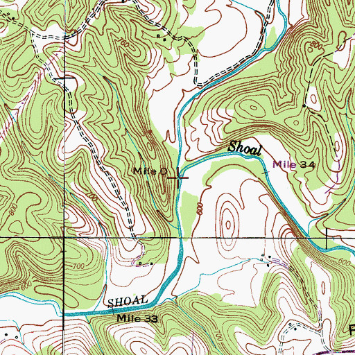 Topographic Map of Knob Creek, TN