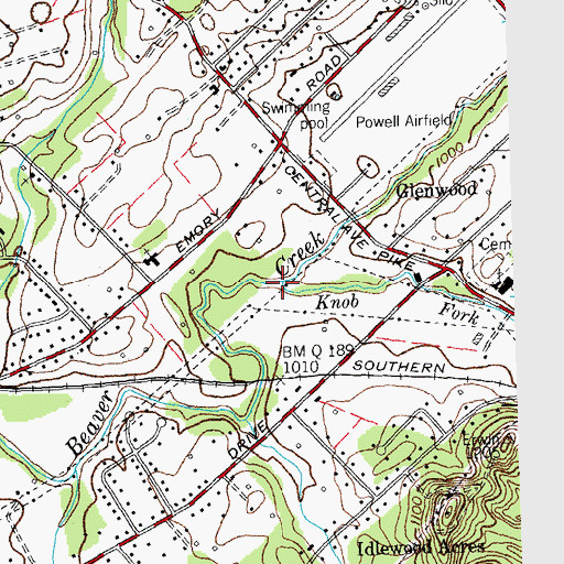 Topographic Map of Knob Fork, TN
