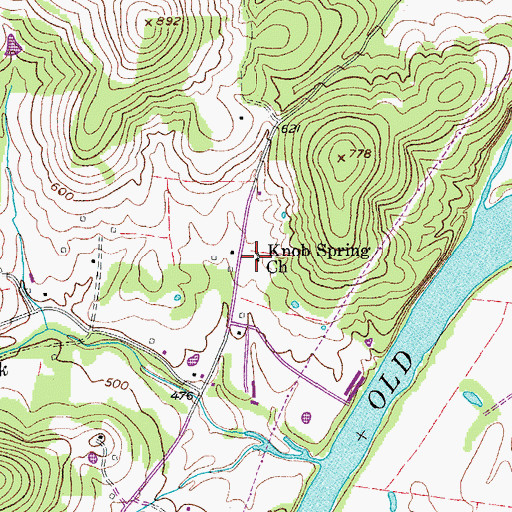 Topographic Map of Knob Spring Church, TN