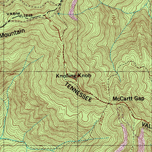 Topographic Map of Knolling Knob, TN