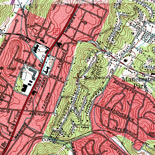Topographic Map of Knollwood, TN