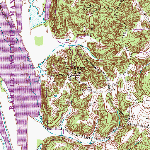 Topographic Map of Knott Cemetery, TN
