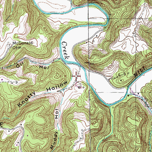 Topographic Map of Knotty Hollow, TN