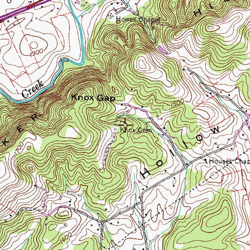 Topographic Map of Knox Cemetery, TN
