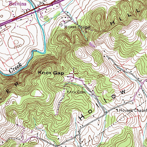 Topographic Map of Knox Gap, TN
